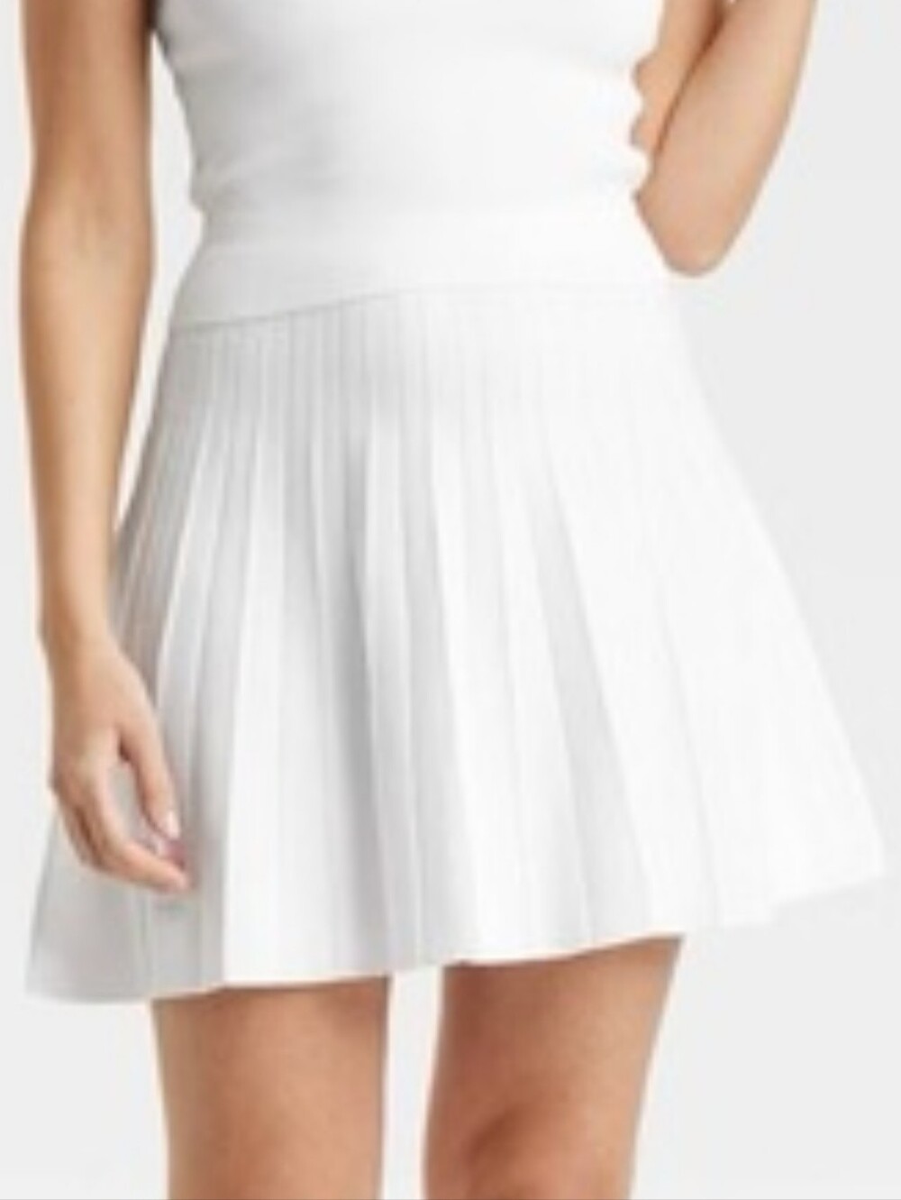 NWT A New Day Skirt White Pleated Mini 1X Plus Knit Pull On